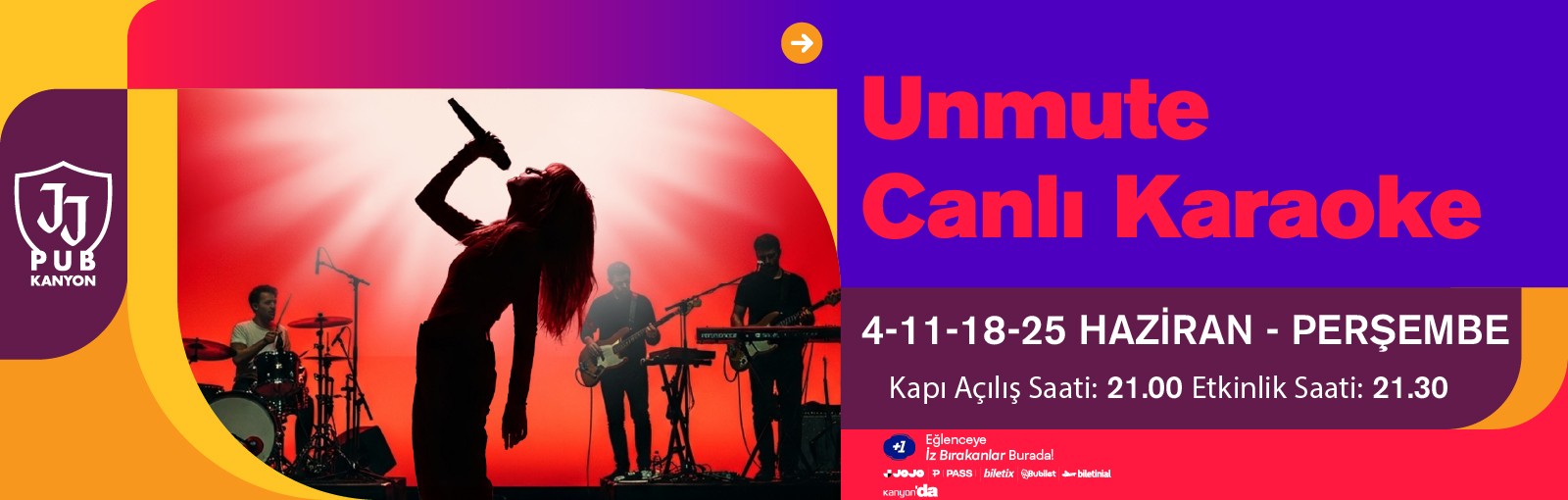 Unmute Canlı Karaoke her Perşembe JJ Pub Kanyon'da!